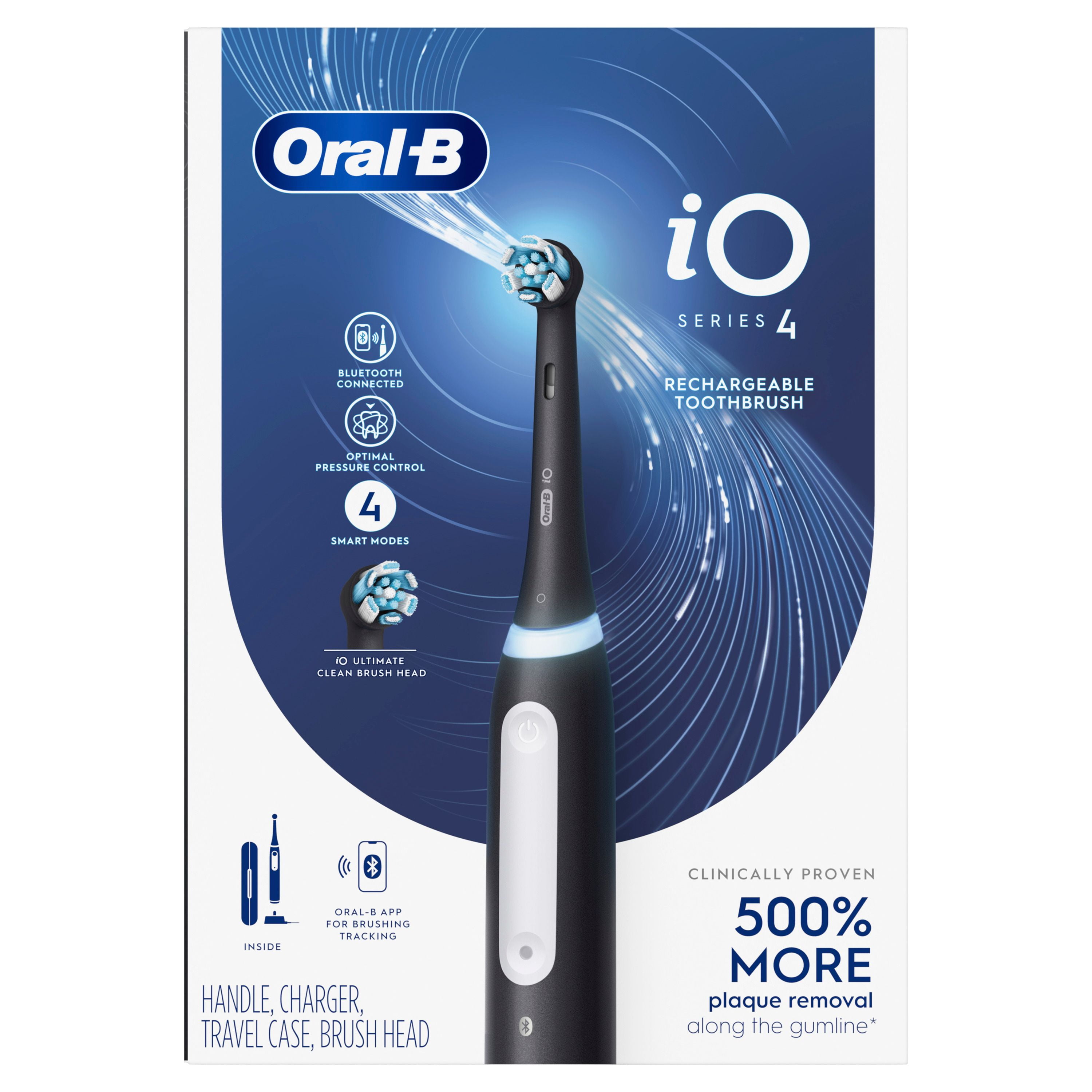 Oral-B iO Series 4 Brosse à Dents Électrique avec Tête de Brosse, Rechargeable, Noire