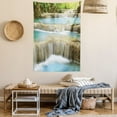 thumbnail image 2 of Waterfall Tapestry, Water Falls into The Lake through The Rock Stairs in The Forest Artwork Print, Wall Hanging for Bedroom Living Room Dorm Decor, 40W X 60L Inches, Blue and Green, by Ambesonne, 2 of 5