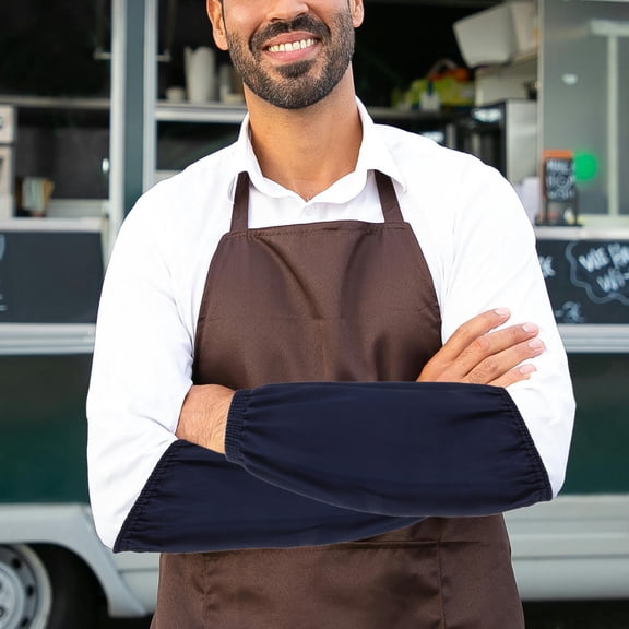 ELAYARD 1 Pair Oil Resistant Kitchen Arm Sleeves, PU Protective Cooking Sleeve Covers, Extended Dark Arm Guards