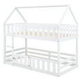 thumbnail image 4 of [Luckynote]Twin over Twin House Bunk Bed with Fence and Door, White, 4 of 10