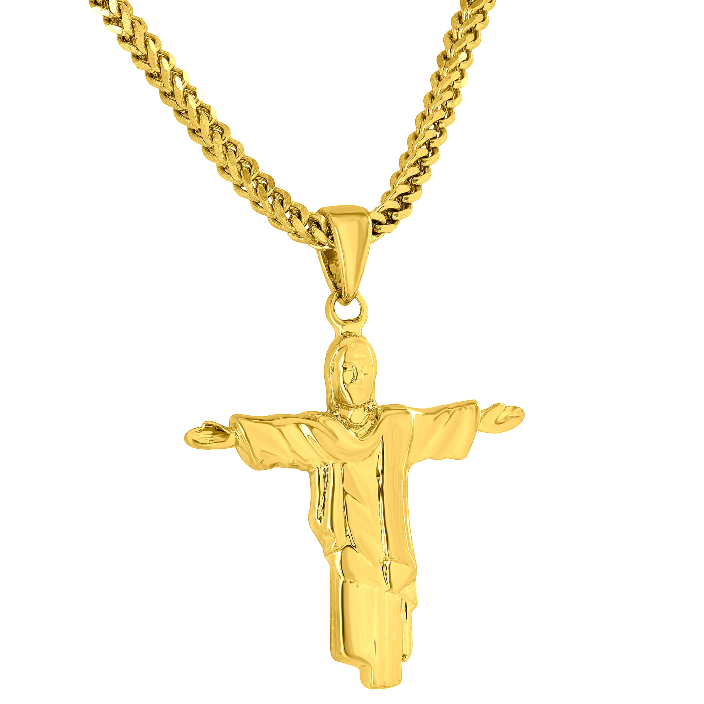 10K 14K 18K Gold Jesus Christ Medallion Necklace, Jesus Christ