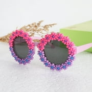 Party Flower Sunglasses for child Daisy Round Party Sunglasses Shape Eyewear$Round Flower Sunglasses Girls Flower Glasses Cute Outdoor Beach Eyewear for Toddler Kids