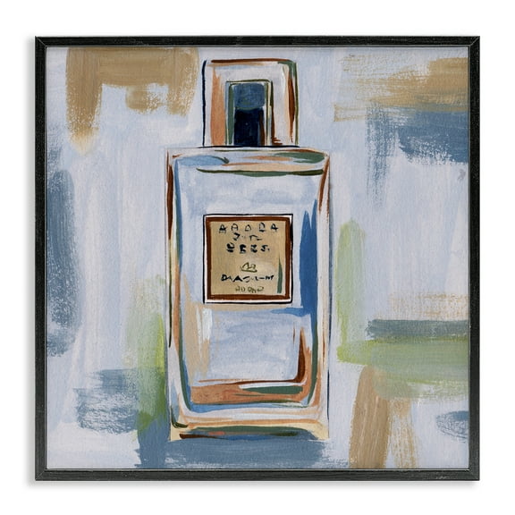 Stupell Industries Cosmetics Bottle Brush Strokes Fashion Painting Black Framed Art Print Wall Art, 12 x 12