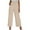 Khaki, variant on aidice Cotton Linen Womens Pants High Waisted Loose Casual Drawstring Ruched Lightweight Crop Pants