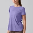 thumbnail image 5 of DeHolifer Open Back Workout Tops for Women Loose Fit Athletic Crop Tee Short Sleeve Gym Running Yoga Shirt Purple M, 5 of 8