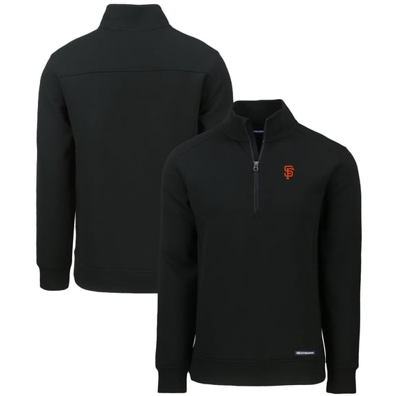 Men's Cutter & Buck  Black San Francisco Giants Roam Eco Recycled Quarter-Zip Pullover