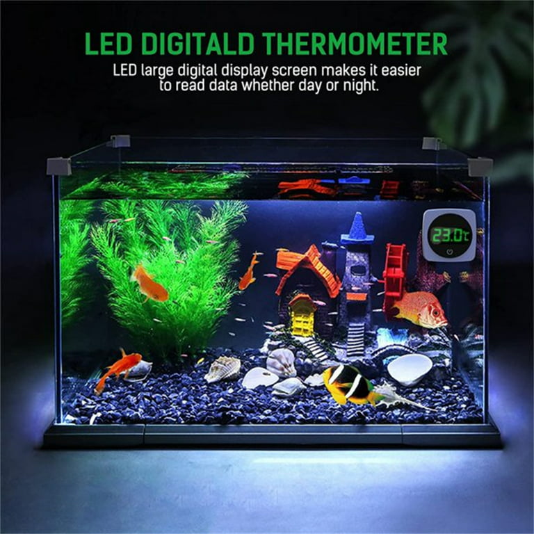 Fish Tank Thermometer, Accurate Display Battery Powered Electronic Aquarium Thermometer Touch Screen for Fish Tanks-White