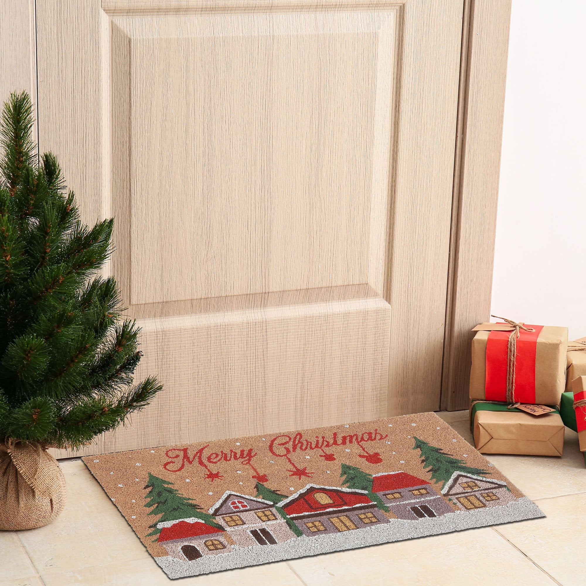 Coir Door Mat (Winter Village - Merry Christmas)