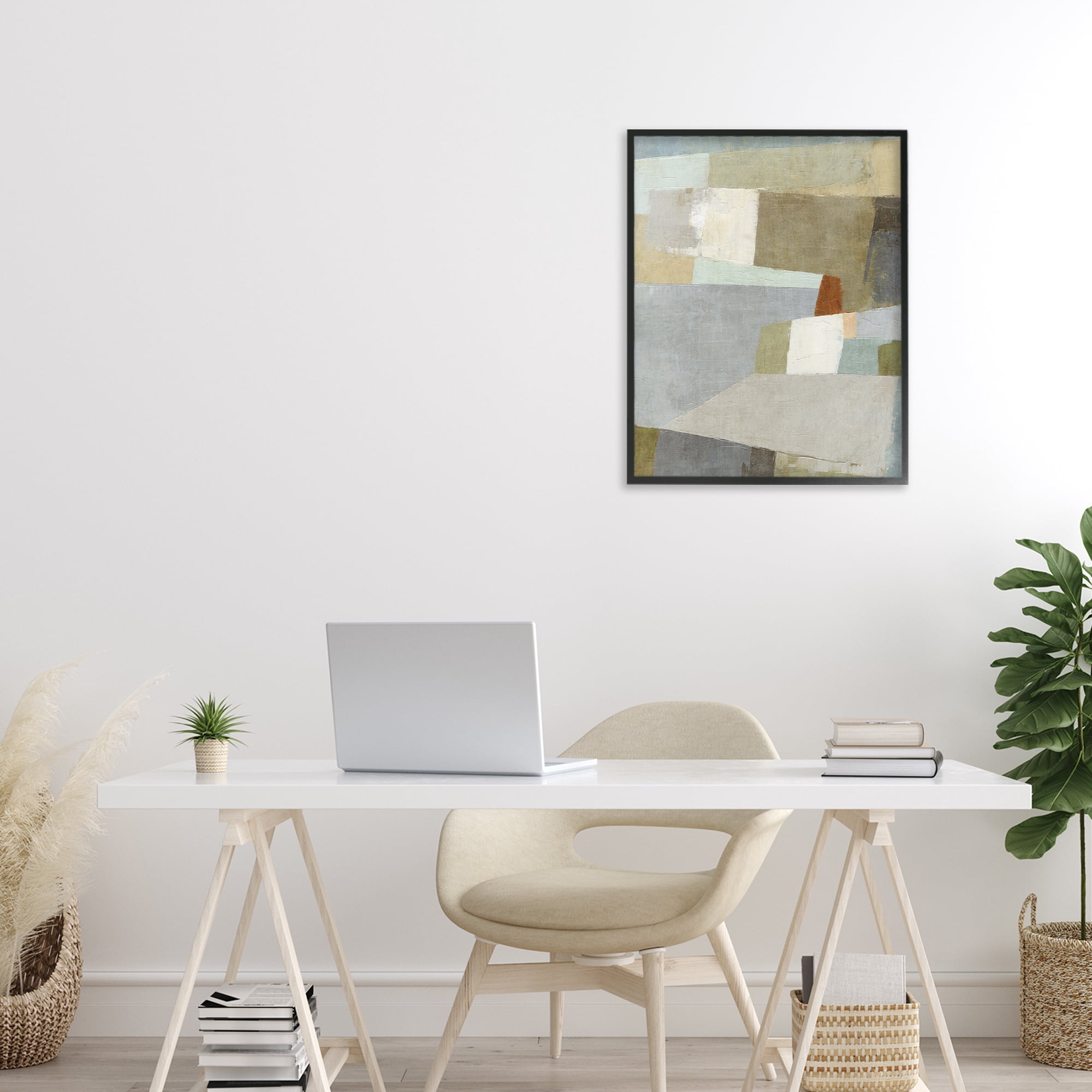 Stupell Industries Causeway Neutral Geometrics Black Framed Giclee Art, design by Suzanne Nicoll