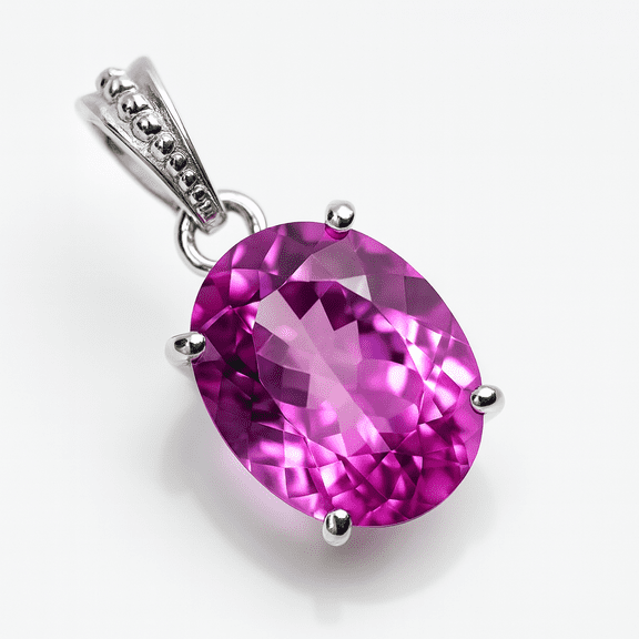 Natural Pink Sapphire 925 Sterling Silver Pendant Gemstone, 20 Carat, Oval Cut for Jewelry Making