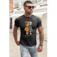thumbnail image 3 of ABPHQTO Camiseta de manga corta ajustada con estampado de oso ROBOTIC gris para hombre, 3 of 5