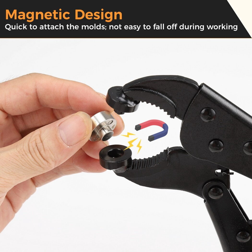 Snap Fastener Tool Kit, Heavy-Duty Snap Setter Tool Kit with Perforation Tool, 3 Molds & 140 Metal Snaps, efficient Snap Button Tool with Adjustable Bolt for Canvas, Leather, Tarps, Boat Covers