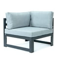 thumbnail image 5 of LeisureMod Chelsea 9-Piece Outdoor Patio Sectional with Fire Pit Table Black Aluminum with Light Grey Cushions, 5 of 13