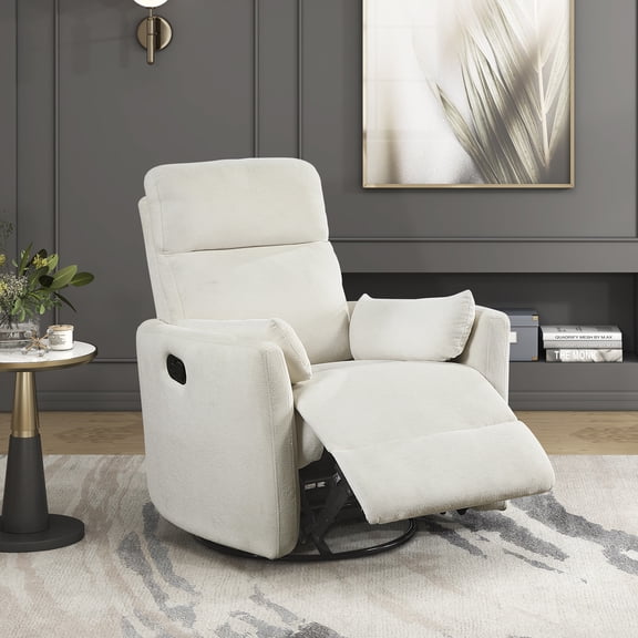 OakvillePark Allura Microfiber Swivel Glider Manual Reclining Chair, Beige