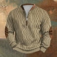 thumbnail image 2 of AWZXDE Men's Solid Color Half Zip Knit Style Crewneck Sweatshirt, Long Sleeve Pullover Khaki,L, 2 of 3