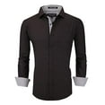 thumbnail image 2 of Alex Vando Mens Dress Shirts Wrinkle Free Regular Fit Stretch Rayon Button Down Shirt,Black,L, 2 of 4