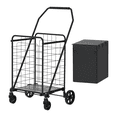 thumbnail image 4 of Spaco Shopping Cart with Shelf,Grocery Cart on Wheels, Foldable Utility Shopping Carts with Double Basket and 360° Rolling Swivel Wheels for Outdoor as Garden, Patio, Yard, Black, 4 of 9