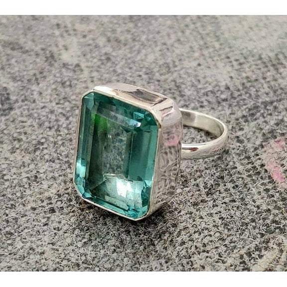 Aquamarine 925 Sterling Silver Band& Statement Ring Handmade Ring All Sizes Available