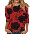thumbnail image 2 of Yeaiivve Happy Halloween Tops for Women 3/4 Sleeve Casual Tshirts Holiday Novelty Printed Graphic Tees Soft Crewneck Loose Fit Blouse XXL, 2 of 5