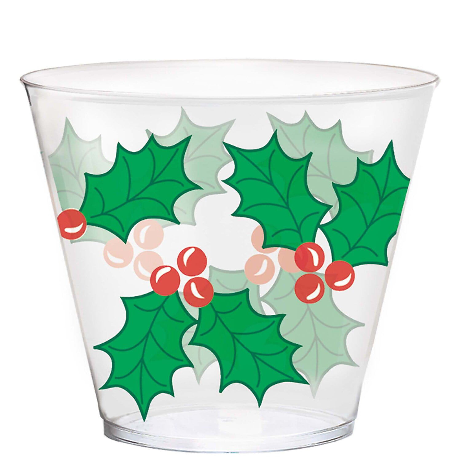 Winter Holly 9 oz 25 Ct Cups Goblets Paper Christmas Party 