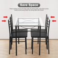 thumbnail image 3 of FDW Dining Table Set and Chairs for 4 Dining Set Home Furniture Rectangular Modern Chairs, Metal Legs for Breakfast Nook Kitchen Room (Glass), Black, 3 of 7
