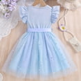 thumbnail image 6 of Miluxas Girl Tulle Dress Summer Ruffle Sleeveless Girl Casual Dresses Light Blue 6-7Years, 6 of 7
