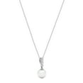 thumbnail image 3 of Dazzlingrock Collection Round 8mm Cultured Freshwater Pearl & White Diamond 3 Stone Pendant with 18 inch Silver Chain for Her in 18K White Gold (0.16 ctw, Color I-J, Clarity I1-I2), 3 of 5
