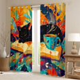 thumbnail image 2 of Feelyou Cartoon Black Cat Blackout Curtains Set of 2 (52x84 Each) for Teen, Vintage Graffiti Artwork Window Curtains, Kawaii Kitten Curtains and Drapes, Blackout Curtains Bedroom Decor, 2 of 6