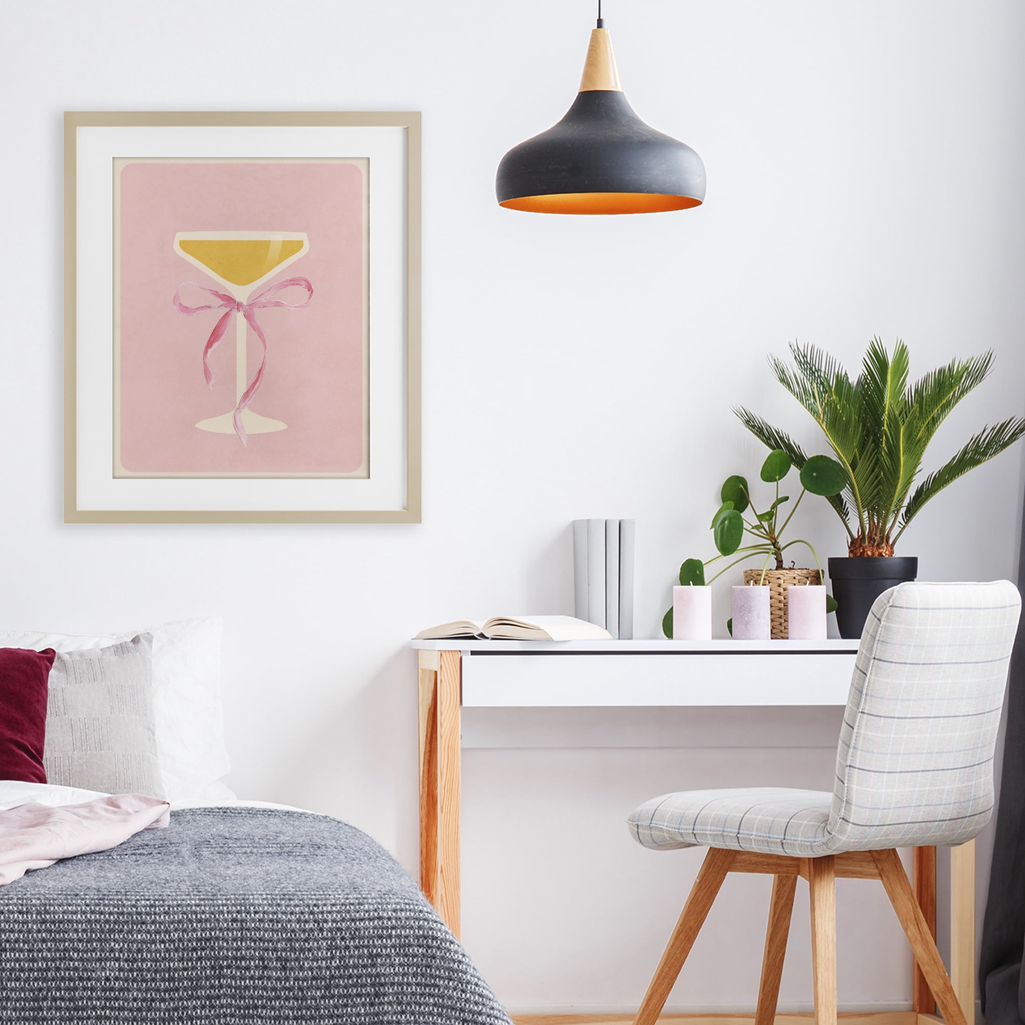 Stupell Industries Champagne Party Glass Birch Framed Print Under Glass, design by Lucille Price