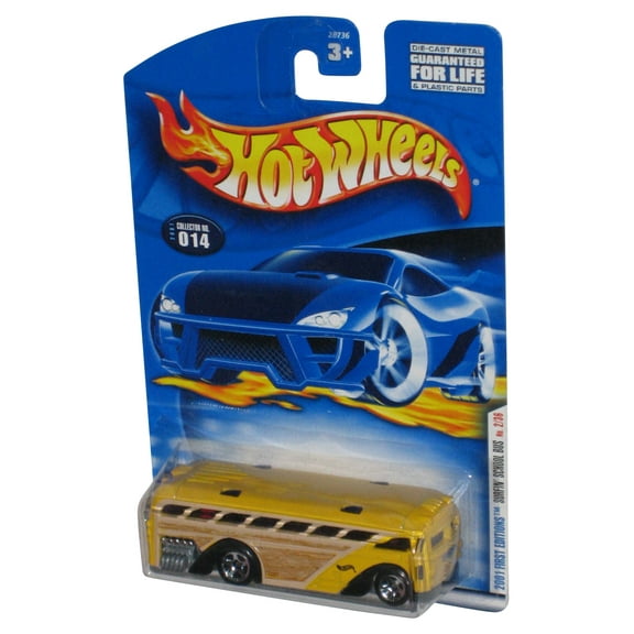 Hot Wheels 2001 First Editions 2/36 Yellow Surfin' School Bus Toy #014