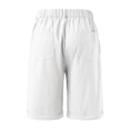 thumbnail image 3 of Linen Shorts for Men 7 Inch Inseam Casual Summer Vacation Beach Shorts with Pockets Elastic Waist Baggy Golf Short White L, 3 of 4