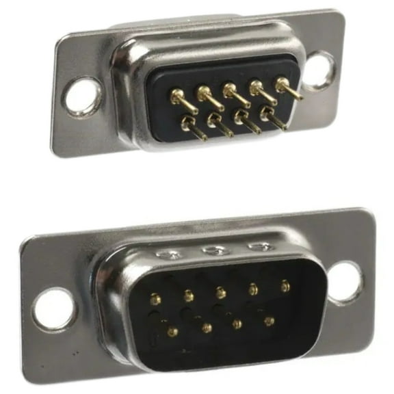 Pack of 2 171-009-113R001 D-Sub Plug 9 Position, Male Pins Connector