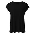 thumbnail image 4 of Easter Shirt Summer Tops with Sleeves for Women Silk Women's Short Sleeve T Shirts Casual Solid Tops Basic Loose Crew Neck Clothes Dressy Pullover Tee with Pocket Plus Size Tops for Women 4X-5X Tunic, 4 of 4