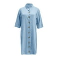 thumbnail image 3 of Women's Flowy Midi Shirt Dress Casual Lapel Button Down Comfortable Stylish Summer Outfit Versatile, 3 of 4