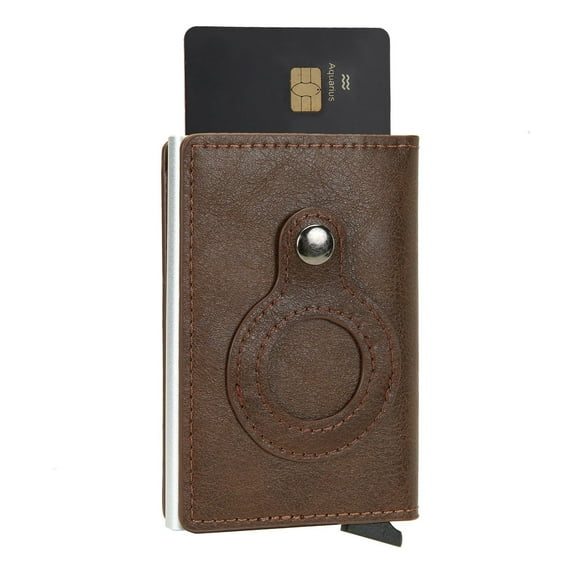 Mens Wallet Card Holder for AirTag: Leather Smart Wallet for Men Compatible with Apple Air Tag, RFID Blocking, Slim, Minimalist - 9-14 Card Capacity | ID Window | Cash Slot
