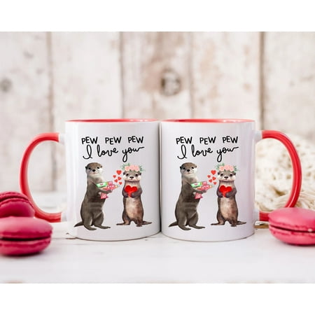 

Familyloveshop LLC Dart War Otter Valentine Mug Pew Pew Pew I Love You Valentine Gift For Her Him Funny Valentine Mug Valentine Day Gift Valentine Couple Mug
