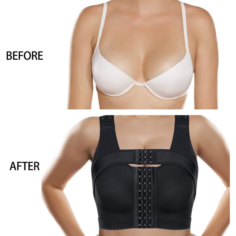 Gotoly Women's Front Closure Bra Post-Surgery Posture Corrector Shaper Tops  with Breast Support Band(Black Medium) 