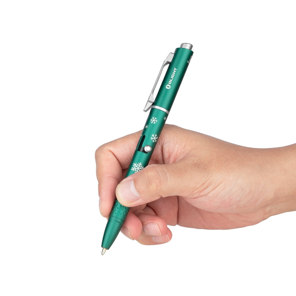 OLIGHT O'Pen Glow EDC Pen Light, 120 Lumens with Green Beam, Rechargeable LED Flashlight for Outdoor Uses, Writing, Adventure, Professional Business Gift(Snowflake Green)