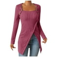 thumbnail image 2 of Royisotas Oversized Sweaters for Women Loose Knitted Sweaters Crewneck Dressy Irregular Long Sleeve Womens Tops Lightweight, 2 of 6