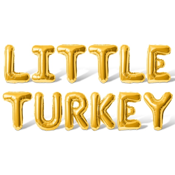 Letter Balloons - LITTLE TURKEY 16" Inch Alphabet Letters Foil Mylar Balloon Baby Shower Party Banner (Gold)