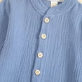 thumbnail image 4 of Comdrip Boys Linen Set Children's Color Front Strap Two Piece Set Baby Pure Cotton Shirt Long Sleeved Pants Solid Color Set Toddler Boy Linen Pants Blue 80, 4 of 7
