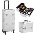 thumbnail image 4 of ALden design Professional Makeup Case, 3 in 1 Portable Trolley, Silver, 4 of 10