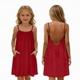 thumbnail image 1 of gdxvjhbj Robes Fille Robe Fluide pour Fille Froncée Sans Manches à Volants Superposés Courte Smockée Robes d'Été Taille 11-12 (Rouge, 11-12 Ans), 1 of 7