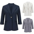 thumbnail image 7 of Lovskoo Womens Casual Blazers Open Front Crop Blazer Jacket Comfortable Button Pocket Turndown Collar 3/4 Sleeve Solid Color Lightweight Work Office Blazer Beige, 7 of 7