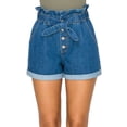 thumbnail image 4 of FashionMille Women's Casual High Waisted Rolled Denim Paper Bag Bowknot Waist Jean Shorts, 4 of 5