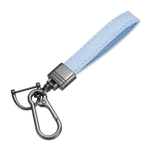 6 Inch Leather Keychain, Leather Key Fob Wristlet Car Key Chain Ring Clip with Anti-Lost D Ring Keychain Accessories Fit for Home Car, Blue