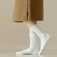thumbnail image 2 of Ankle Socks - Women Solid Color Socks Mid Tube Autumn and Qinter All Long Tube Pure Colored Pile Socks, Socks for Women,Color: White Size: One Size, 2 of 4
