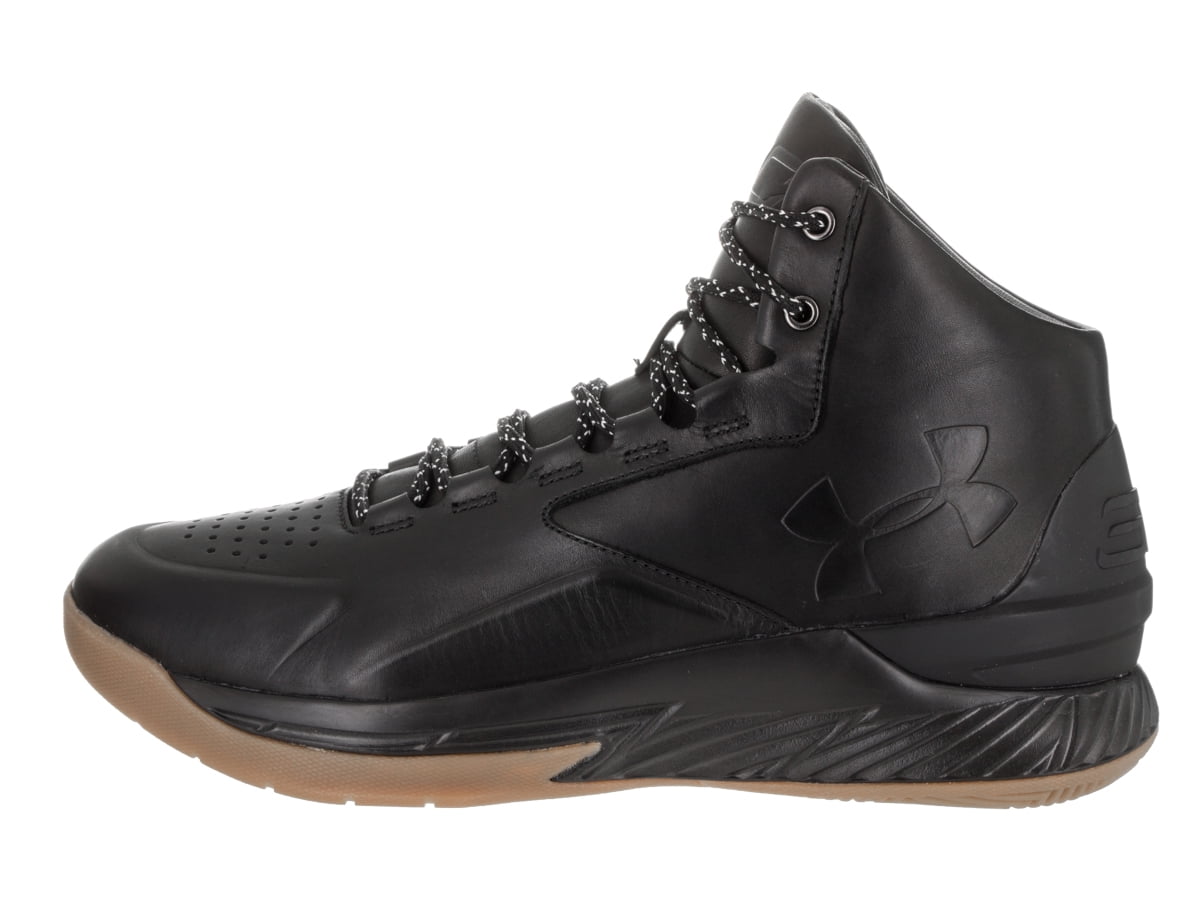 Mens Under Armour Curry 1 Lux Mid Leather Triple Black Gum Brown
