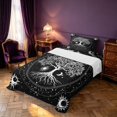 thumbnail image 3 of Homewish Hippie Tree of Life Twin Sheets, Cosmos Stars Moon Sun Bedding, White Black, 3-Piece, 1 Flat Sheet, 1 Fitted Sheet and 1 Pillowcase, 3 of 6