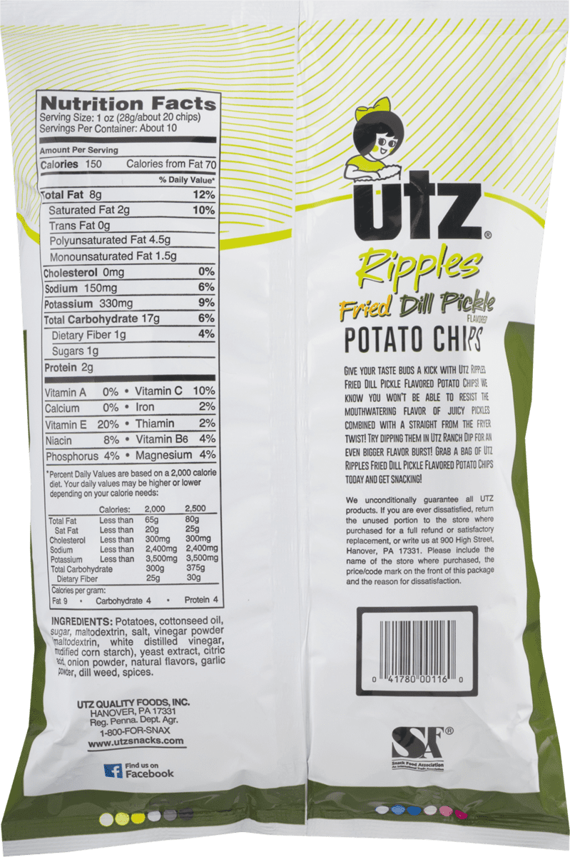 Buy Utz Quality Foods Fried Dill Pickle Flavored Potato Chips, 3Pack 7